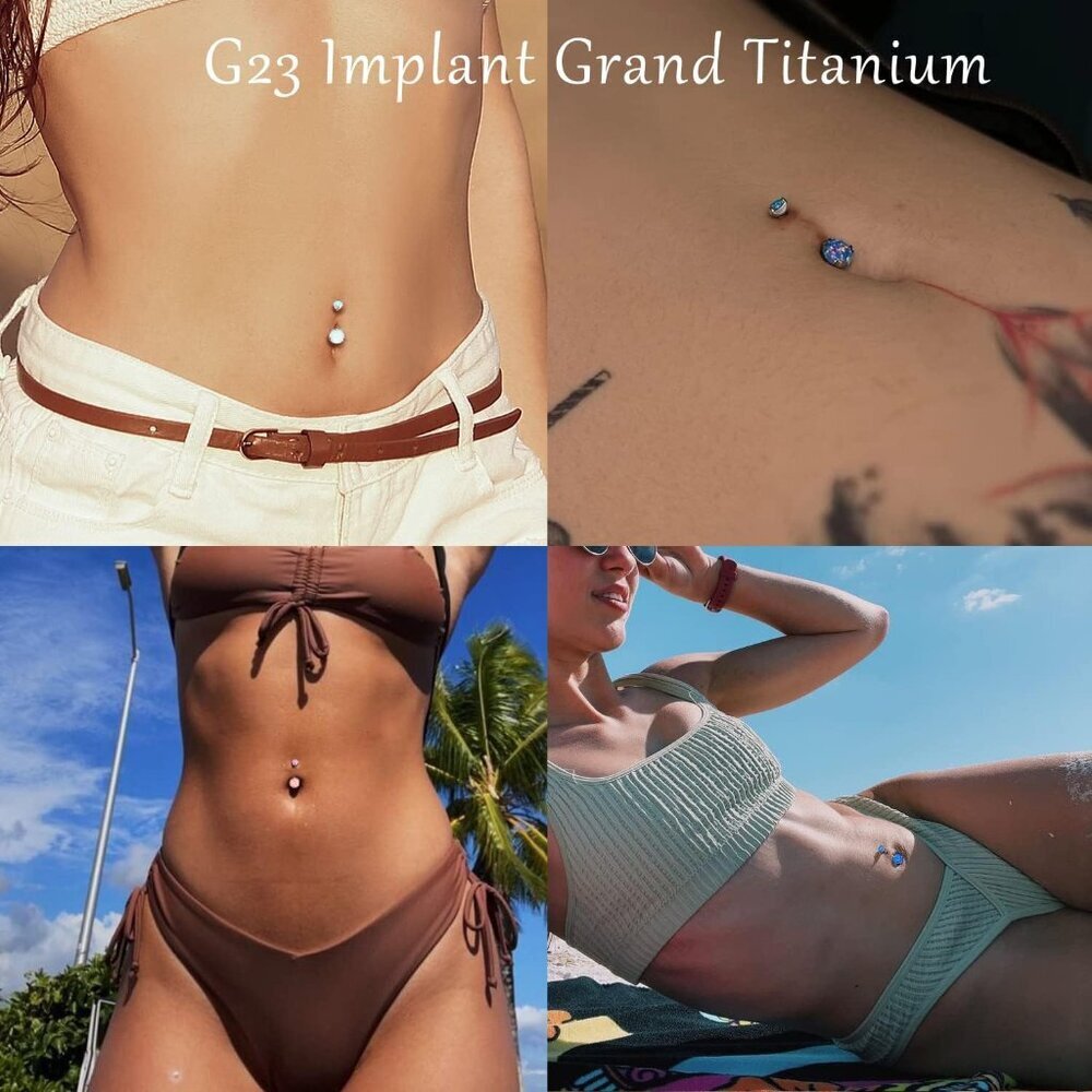 Titanium Belly Button Ring 14g Hypoallergenic Opa… - image 2